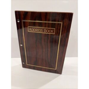 Vintage Jehuani Wood Grain Address‎ Book 3 Ring Binder Korea